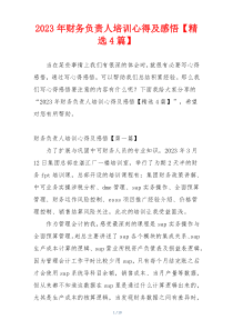 2023年财务负责人培训心得及感悟【精选4篇】