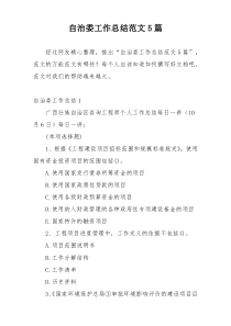 自治委工作总结范文5篇