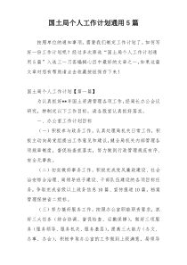 国土局个人工作计划通用5篇