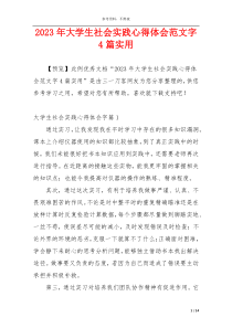 2023年大学生社会实践心得体会范文字4篇实用