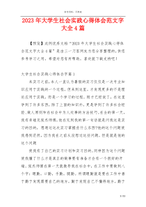 2023年大学生社会实践心得体会范文字大全4篇