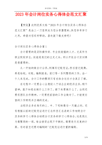 2023年会计岗位实务心得体会范文汇聚