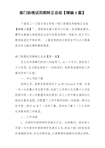 部门助理试用期转正总结【精编4篇】