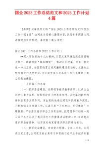 国企2023工作总结范文和2023工作计划4篇