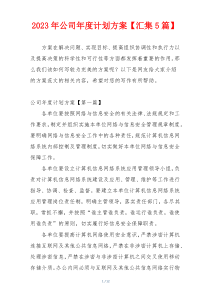 2023年公司年度计划方案【汇集5篇】