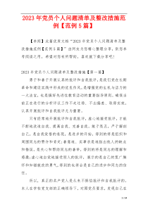 2023年党员个人问题清单及整改措施范例【范例5篇】