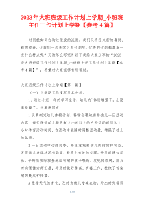 2023年大班班级工作计划上学期_小班班主任工作计划上学期【参考4篇】