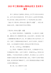 2023年工程训练心得体会范文【实用5篇】