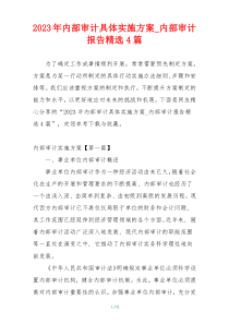 2023年内部审计具体实施方案_内部审计报告精选4篇