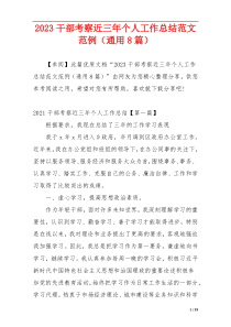 2023干部考察近三年个人工作总结范文范例（通用8篇）