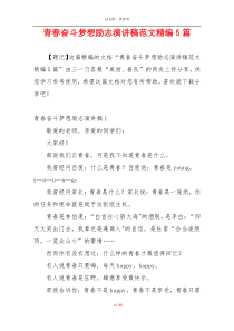 青春奋斗梦想励志演讲稿范文精编5篇