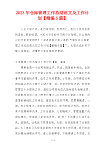 2023年仓库管理工作总结范文及工作计划【精编5篇】