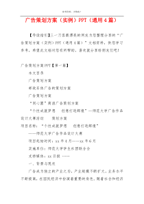 广告策划方案（实例）PPT（通用4篇）