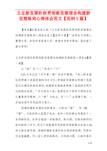 立足新发展阶段贯彻新发展理念构建新发展格局心得体会范文【范例5篇】