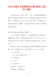 2023年情人节促销活动方案(案例)【实用4篇】