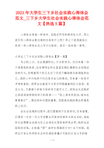 2023年大学生三下乡社会实践心得体会范文_三下乡大学生社会实践心得体会范文【热选5篇】