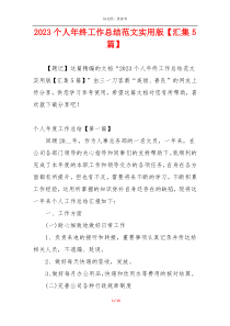 2023个人年终工作总结范文实用版【汇集5篇】