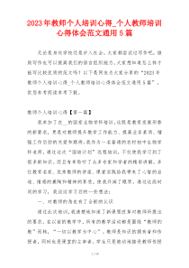 2023年教师个人培训心得_个人教师培训心得体会范文通用5篇