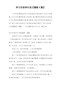 学习目标和计划【最新4篇】