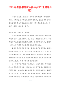 2023年看青铜葵花心得体会范文【精选5篇】