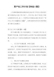 资产处工作计划【热选5篇】