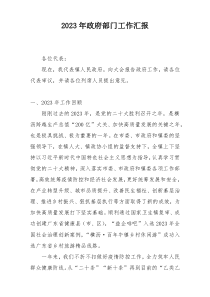 2023年政府部门工作汇报