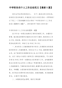 中学财务的个人工作总结范文【最新5篇】