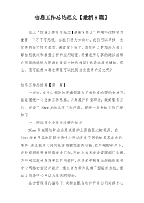 信息工作总结范文【最新8篇】