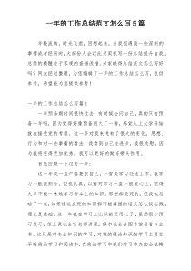 一年的工作总结范文怎么写5篇