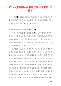 活动方案案例支部联建活动方案案例（5篇）