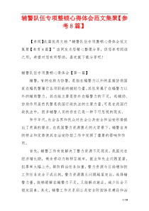 辅警队伍专项整顿心得体会范文集聚【参考8篇】
