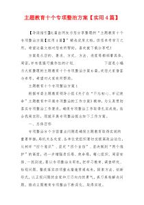 主题教育十个专项整治方案【实用4篇】