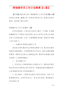 烤烟辅导员工作计划集聚【4篇】