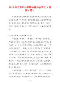2023年公司户外拓展心得体会范文（通用4篇）