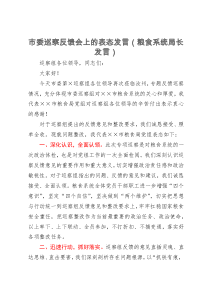 粮食系统局长在市委巡察反馈会上的表态发言