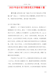 2023年会计实习报告范文字精编3篇