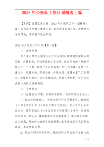 2023年少先队工作计划精选4篇