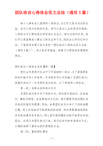 团队培训心得体会范文总结（通用5篇）