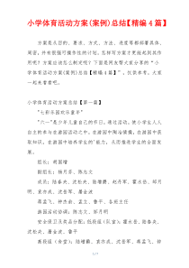 小学体育活动方案(案例)总结【精编4篇】