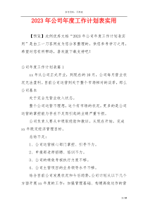2023年公司年度工作计划表实用