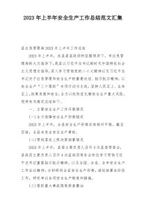 2023年上半年安全生产工作总结范文汇集