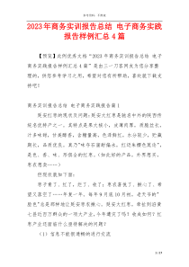 2023年商务实训报告总结 电子商务实践报告样例汇总4篇