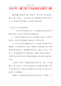 2023年一通三防工作总结范文报告3篇