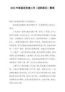 2023年抓基层党建工作（述职报告）整理