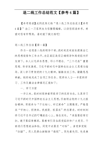 退二线工作总结范文【参考4篇】