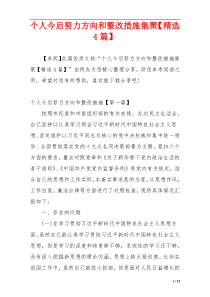 个人今后努力方向和整改措施集聚【精选4篇】