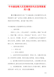 中央储备粮大庆直属库防汛应急预案通用5篇