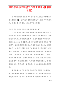 习近平总书记巡视工作的重要论述【最新4篇】