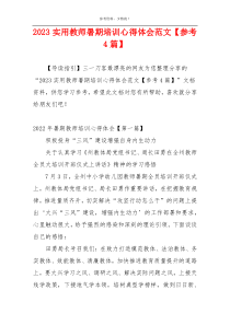 2023实用教师暑期培训心得体会范文【参考4篇】