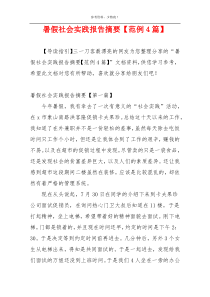 暑假社会实践报告摘要【范例4篇】